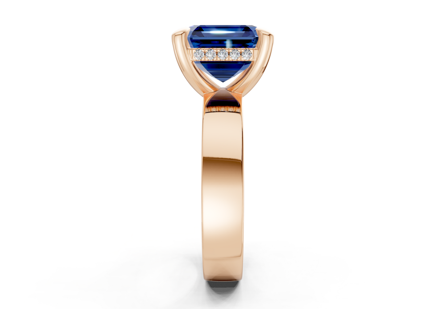 Echo Sapphire Gemstone Solitaire Asscher Cut 4mm Engagement Ring
