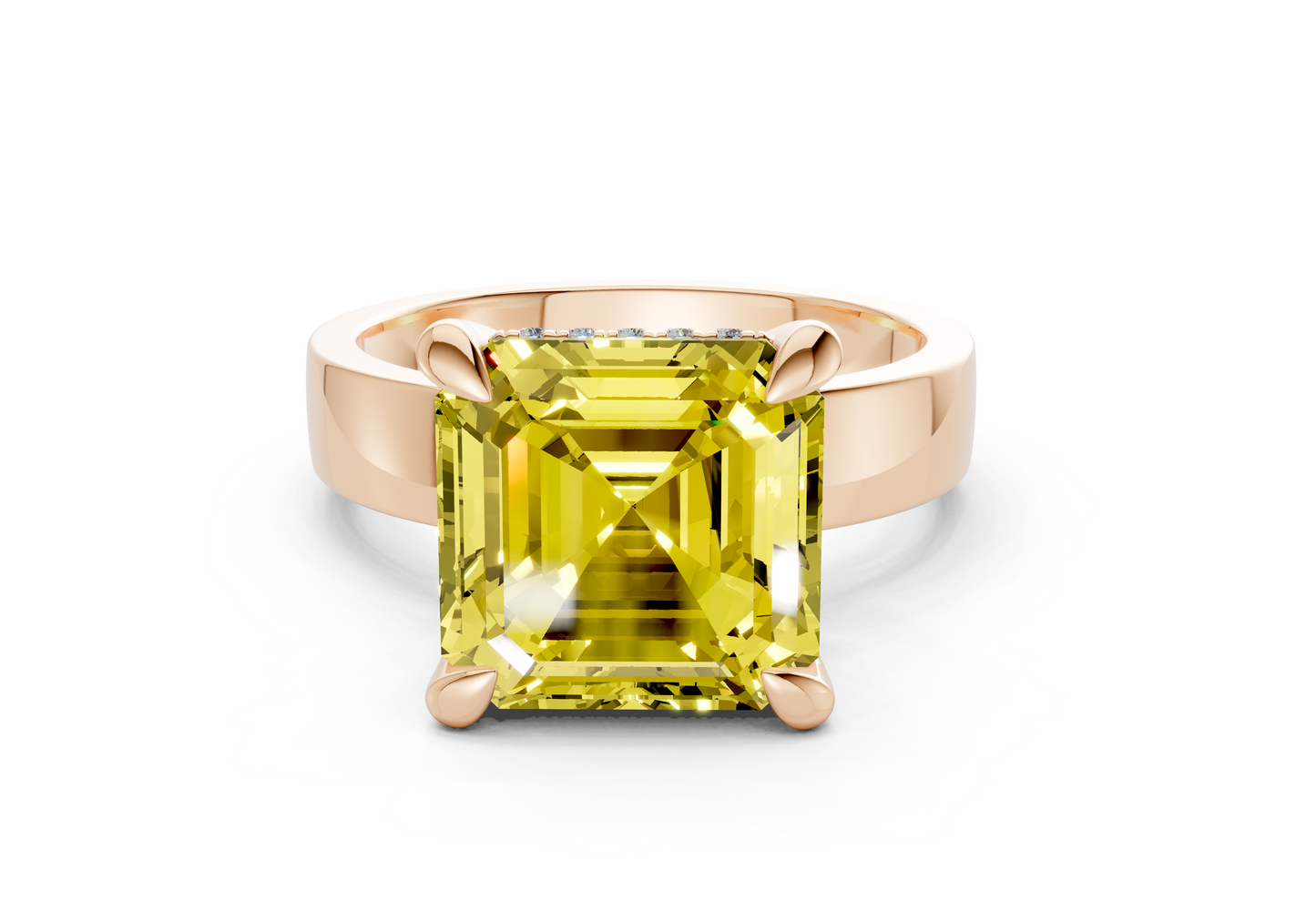 Echo Yellow Diamond Solitaire Asscher Cut 4mm Engagement Ring