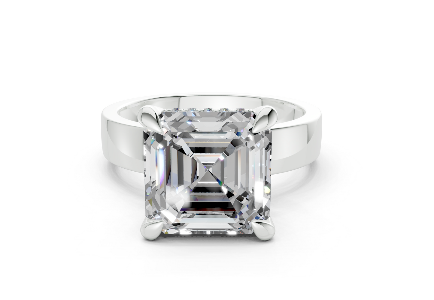 Echo Diamond Solitaire Asscher Cut 4mm Engagement Ring