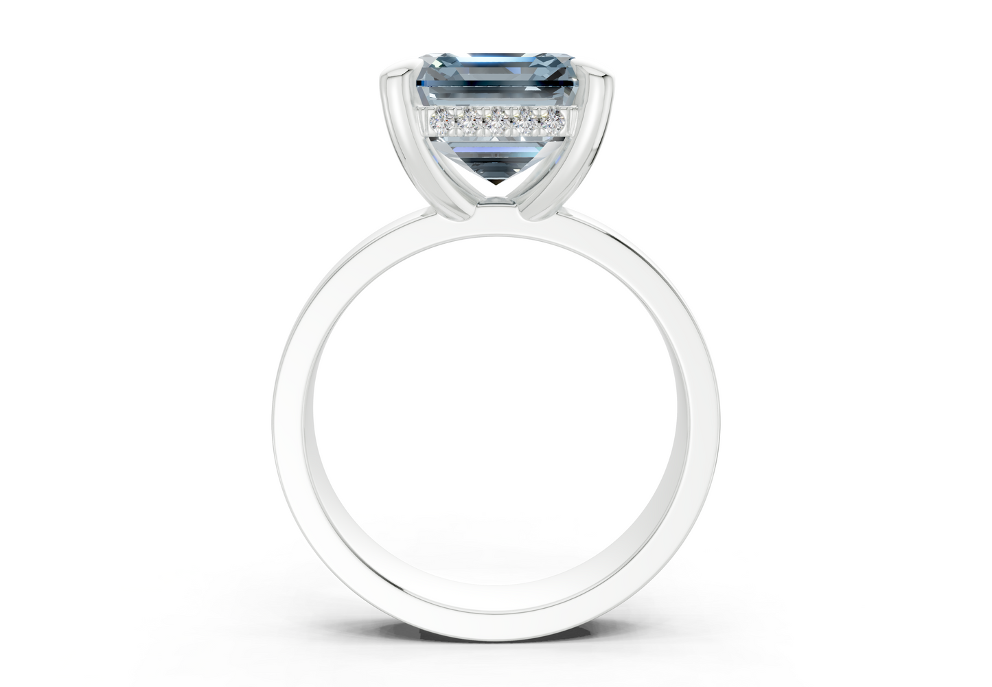 Echo Blue Diamond Solitaire Asscher Cut 4mm Engagement Ring