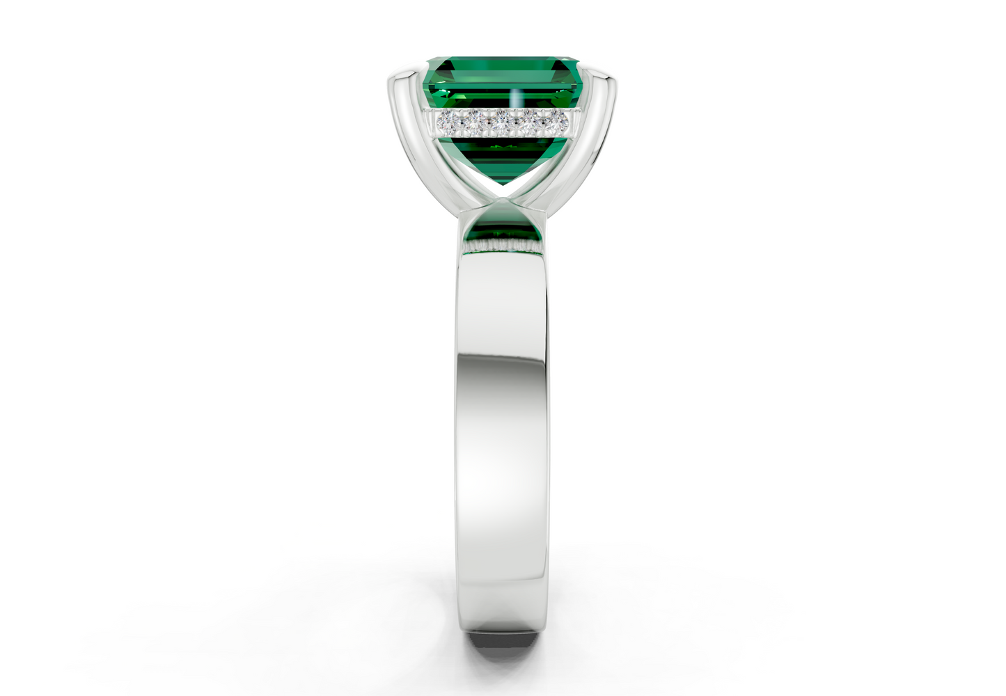 Echo Emerald Gemstone Solitaire Asscher Cut 4mm Engagement Ring