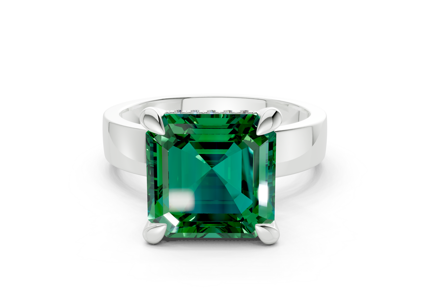 Echo Emerald Gemstone Solitaire Asscher Cut 4mm Engagement Ring
