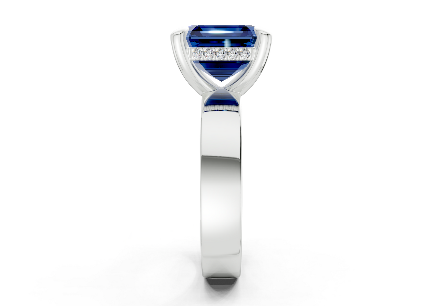 Echo Sapphire Gemstone Solitaire Asscher Cut 4mm Engagement Ring