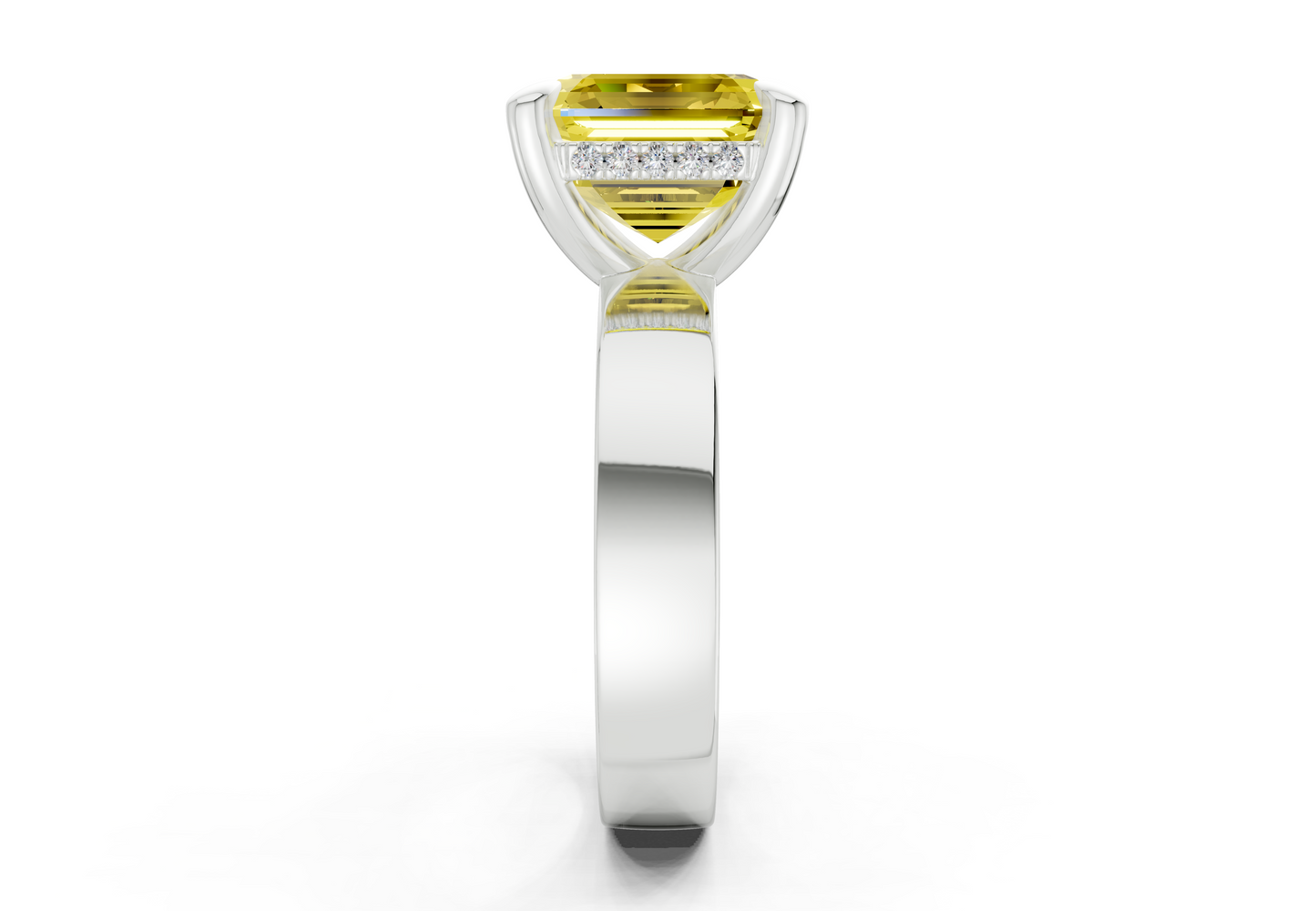 Echo Yellow Diamond Solitaire Asscher Cut 4mm Engagement Ring