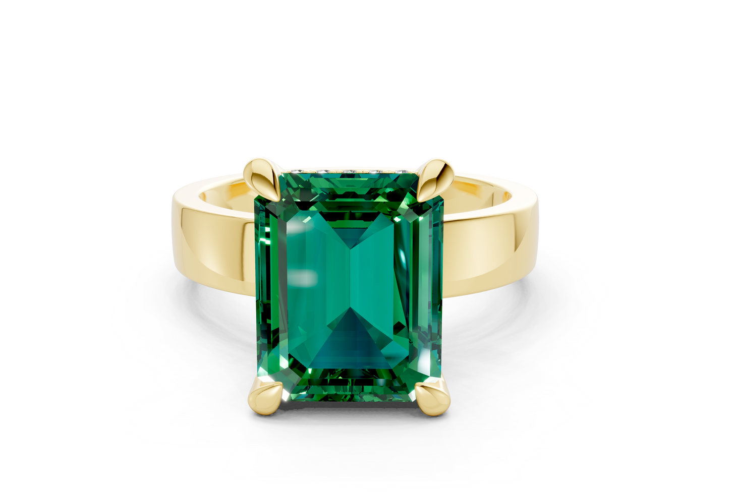 Echo Emerald Gemstone Solitaire Emerald Cut 4mm Engagement Ring