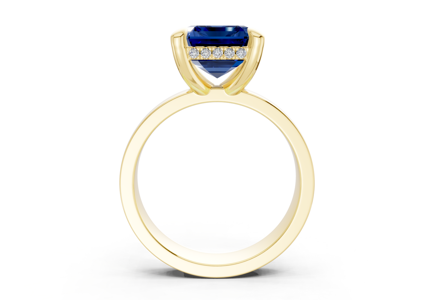 Echo Sapphire Gemstone Solitaire Emerald Cut 4mm Engagement Ring
