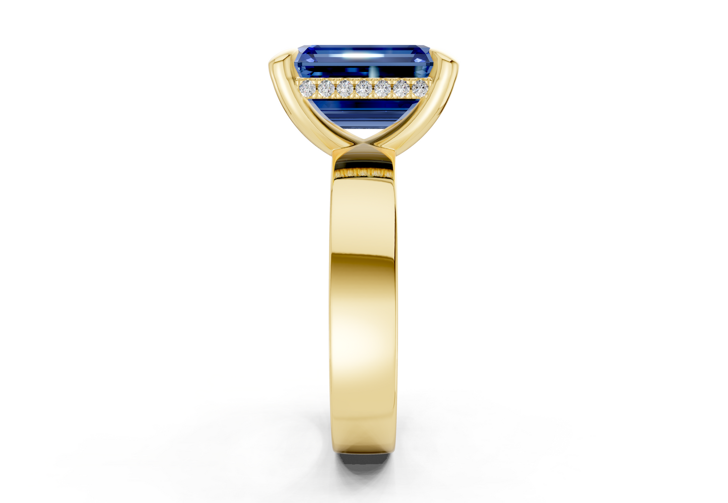 Echo Sapphire Gemstone Solitaire Emerald Cut 4mm Engagement Ring