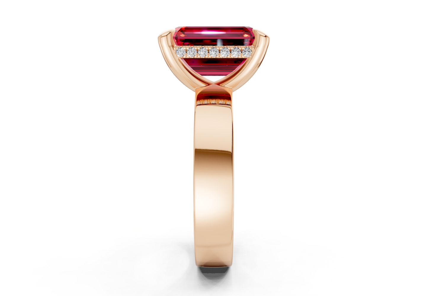 Echo Ruby Gemstone Solitaire Emerald Cut 4mm Engagement Ring