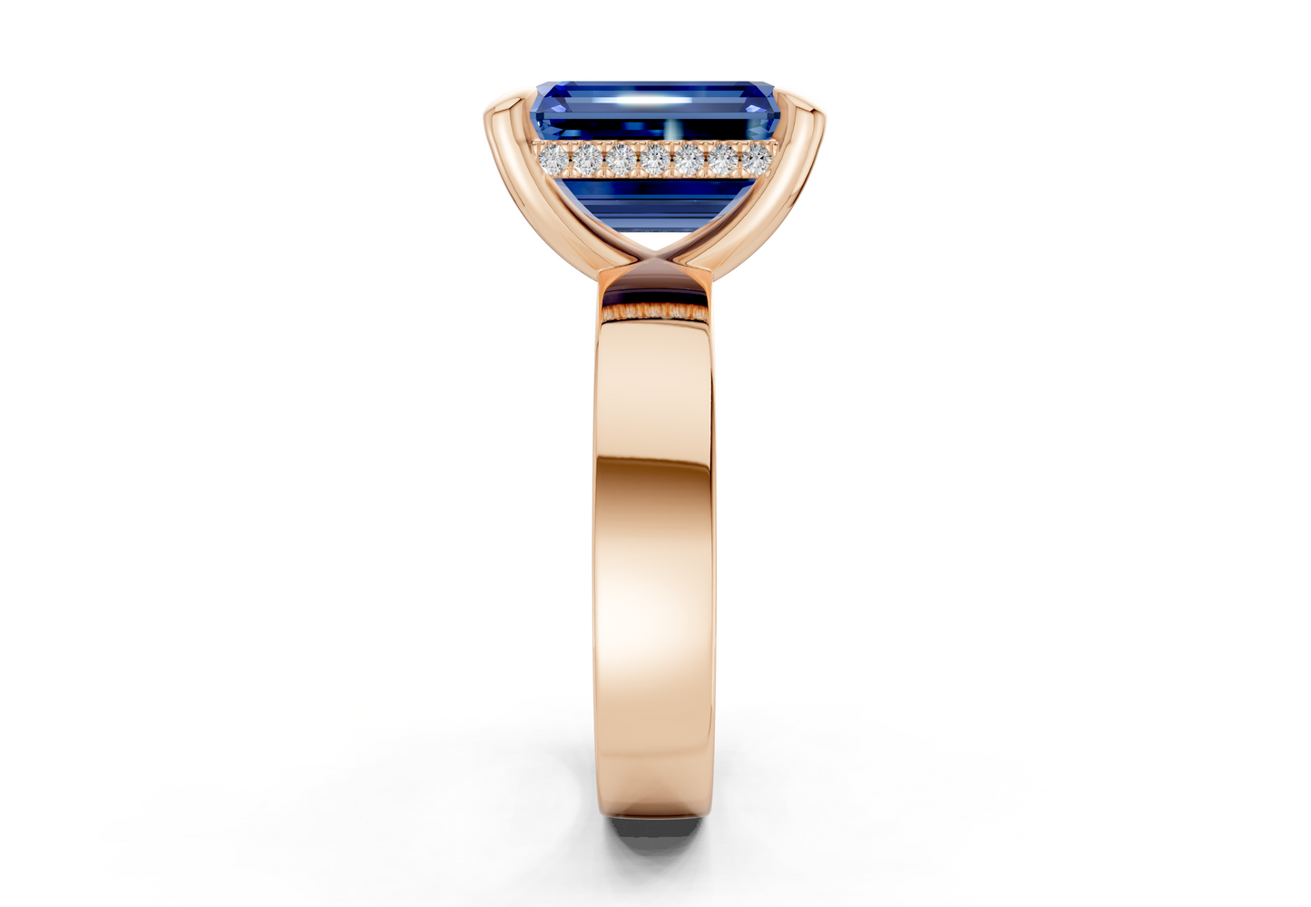 Echo Sapphire Gemstone Solitaire Emerald Cut 4mm Engagement Ring