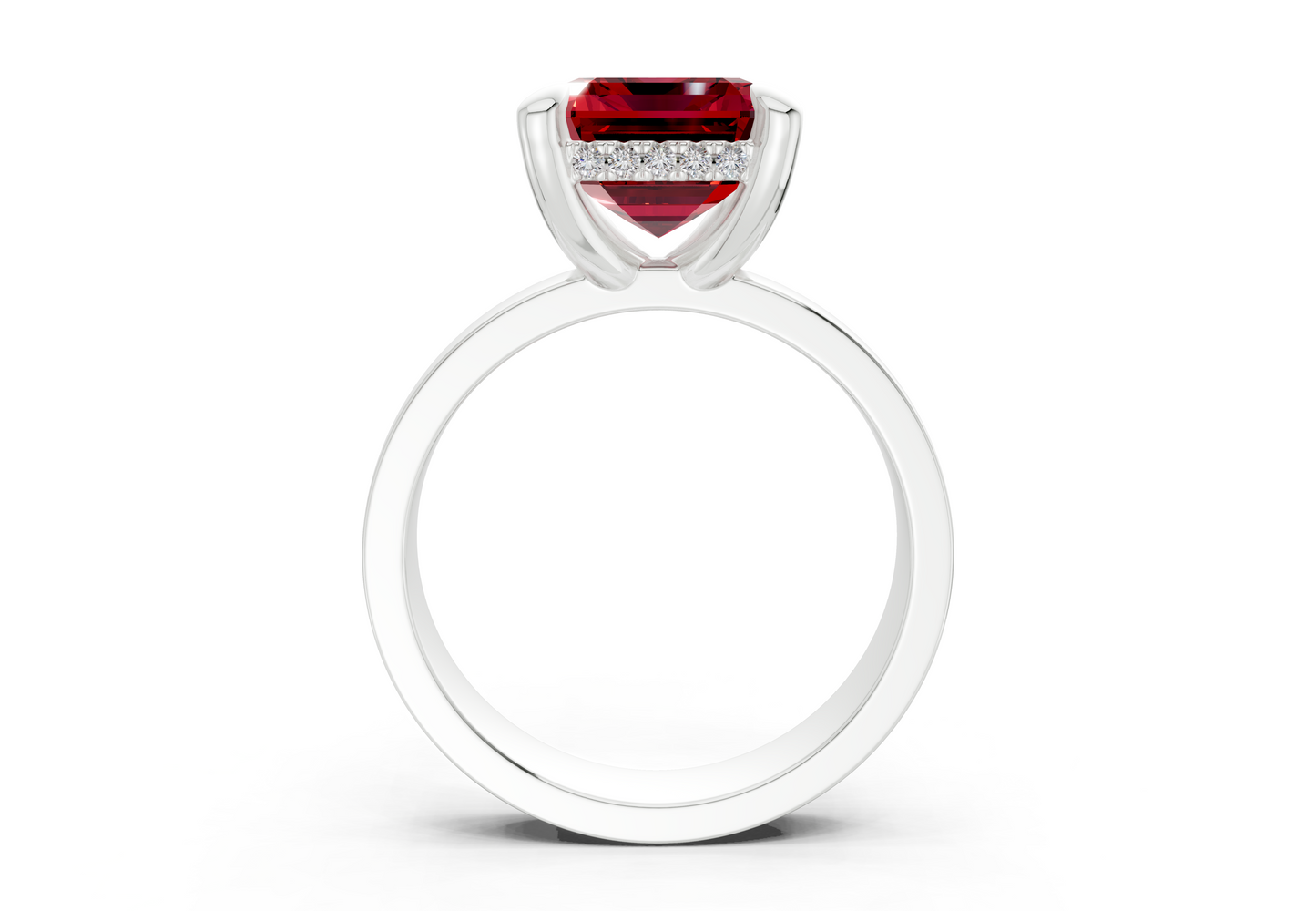 Echo Ruby Gemstone Solitaire Emerald Cut 4mm Engagement Ring