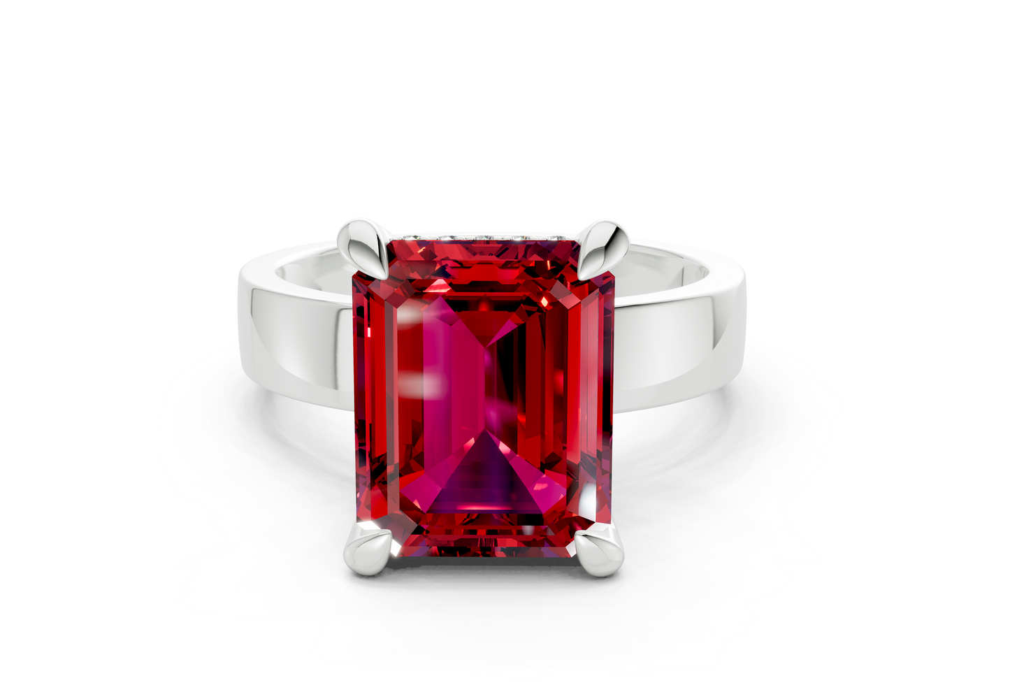 Echo Ruby Gemstone Solitaire Emerald Cut 4mm Engagement Ring