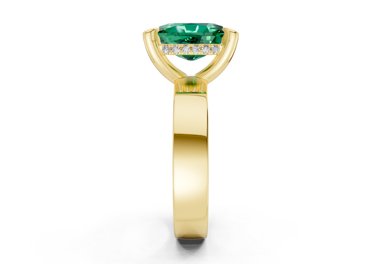 Echo Emerald Gemstone Solitaire Elongated Cushion Cut 4mm Engagement Ring