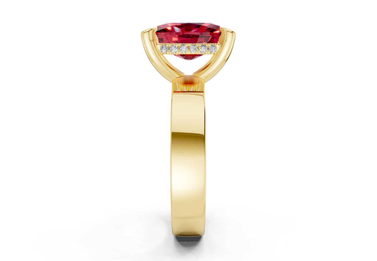 Echo Ruby Gemstone Solitaire Elongated Cushion Cut 4mm Engagement Ring