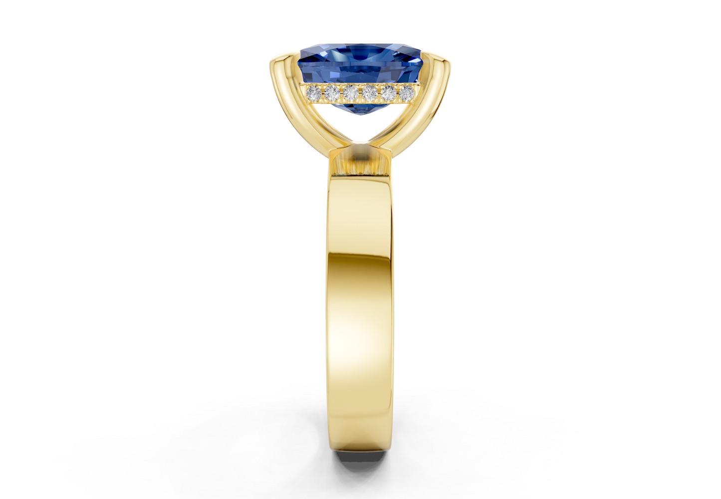 Echo Sapphire Gemstone Solitaire Elongated Cushion Cut 4mm Engagement Ring