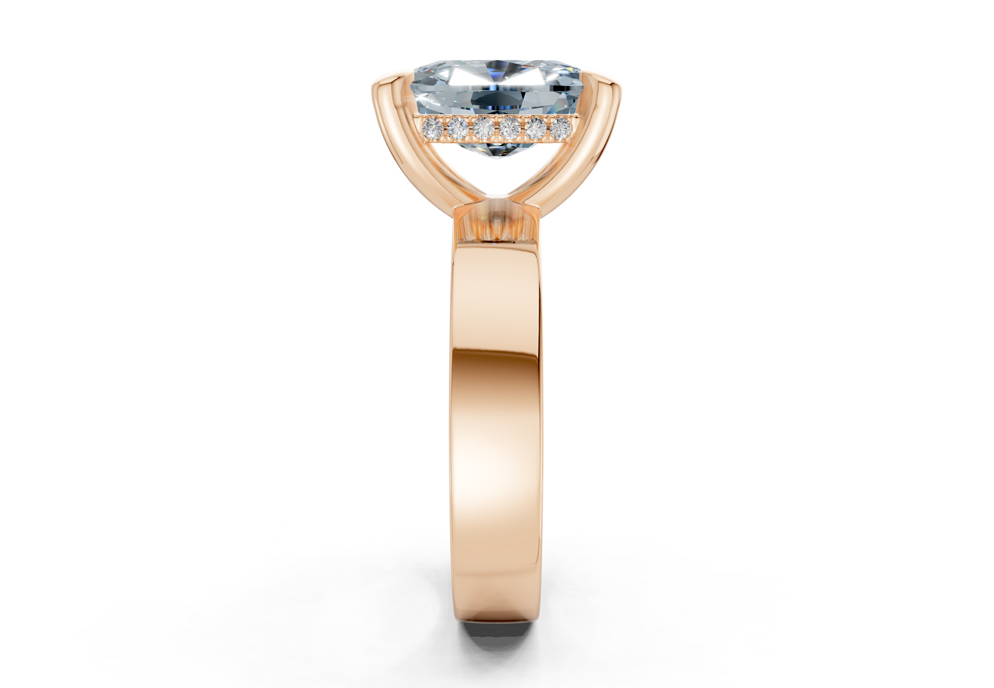 Echo Blue Diamond Solitaire Elongated Cushion Cut 4mm Engagement Ring