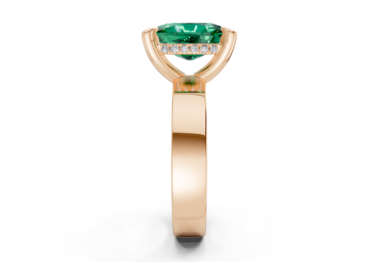 Echo Emerald Gemstone Solitaire Elongated Cushion Cut 4mm Engagement Ring