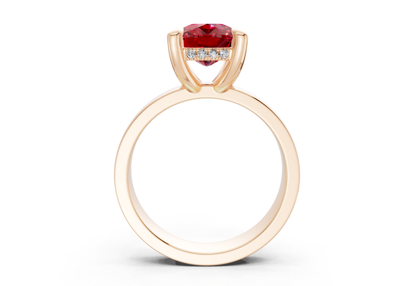 Echo Ruby Gemstone Solitaire Elongated Cushion Cut 4mm Engagement Ring