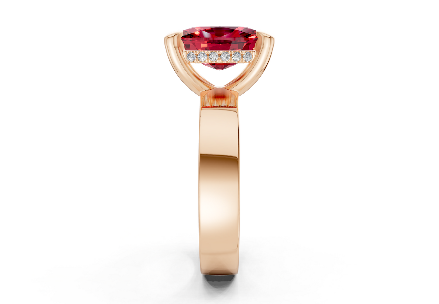 Echo Ruby Gemstone Solitaire Elongated Cushion Cut 4mm Engagement Ring