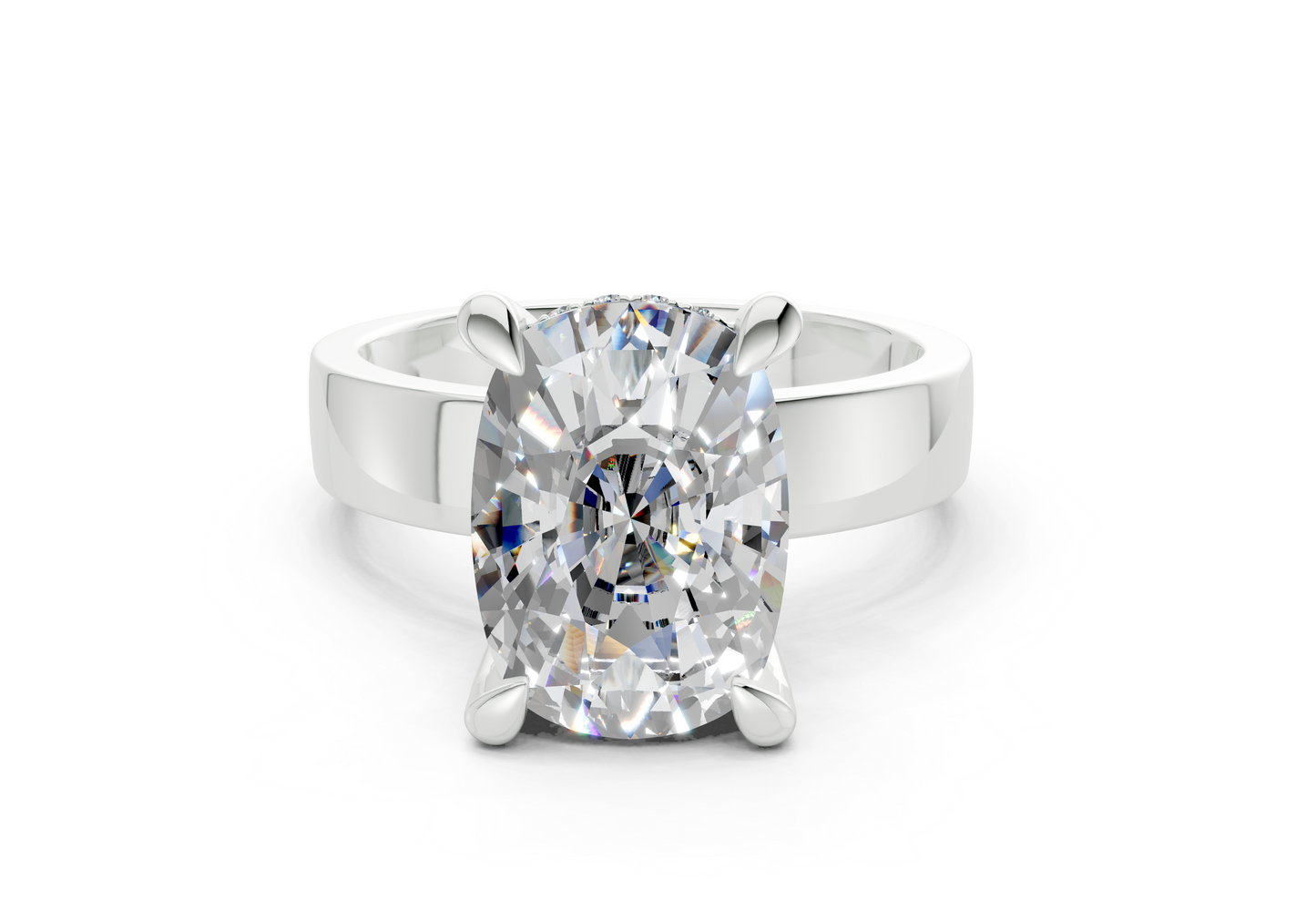 Echo Diamond Solitaire Elongated Cushion Cut 4mm Engagement Ring