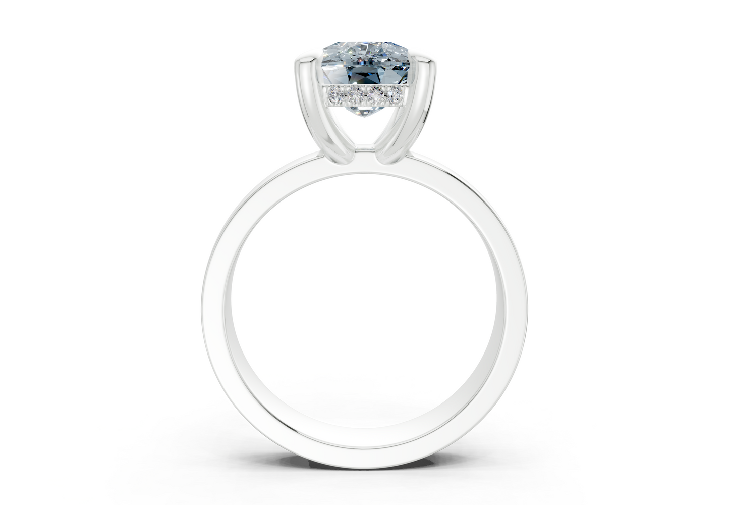 Echo Blue Diamond Solitaire Elongated Cushion Cut 4mm Engagement Ring