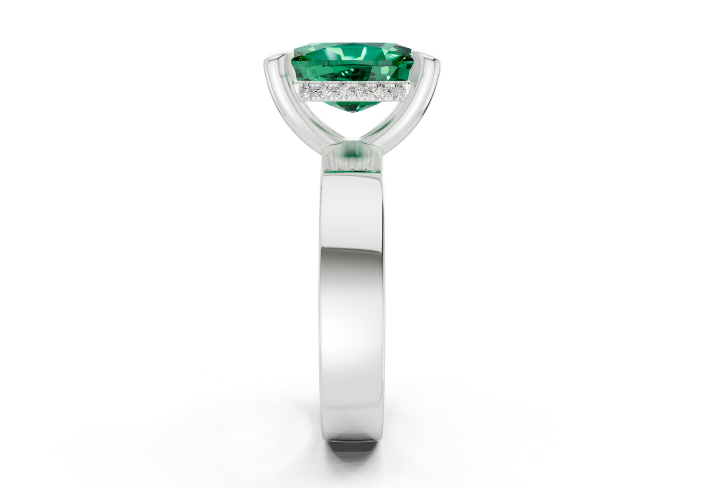 Echo Emerald Gemstone Solitaire Elongated Cushion Cut 4mm Engagement Ring