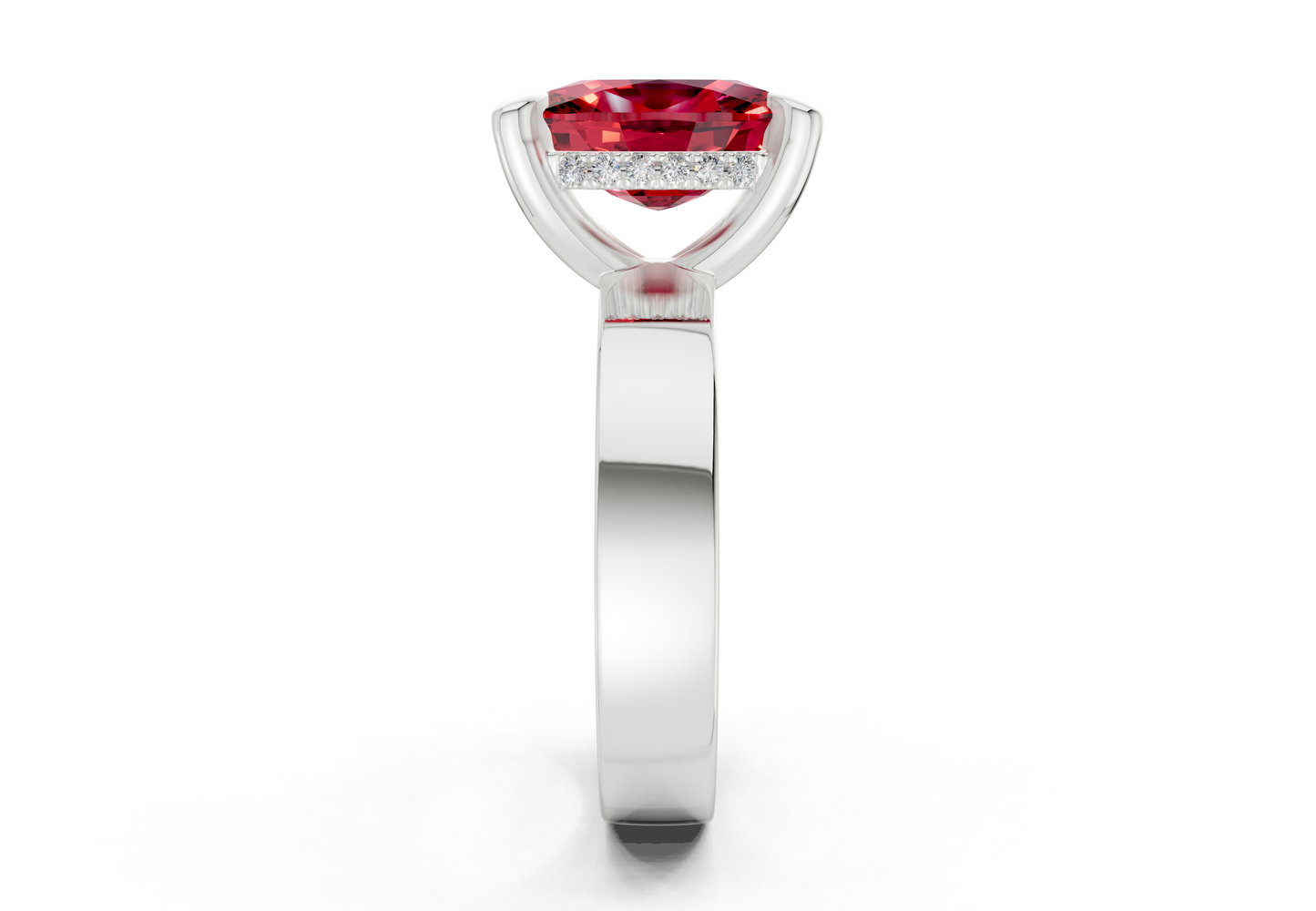 Echo Ruby Gemstone Solitaire Elongated Cushion Cut 4mm Engagement Ring