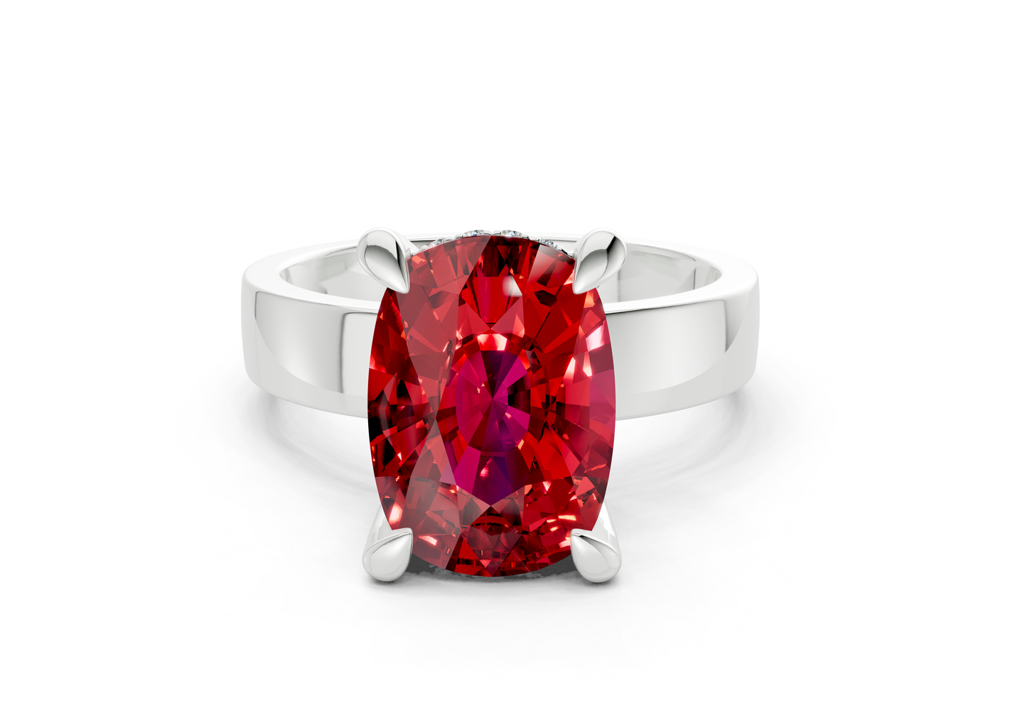 Echo Ruby Gemstone Solitaire Elongated Cushion Cut 4mm Engagement Ring