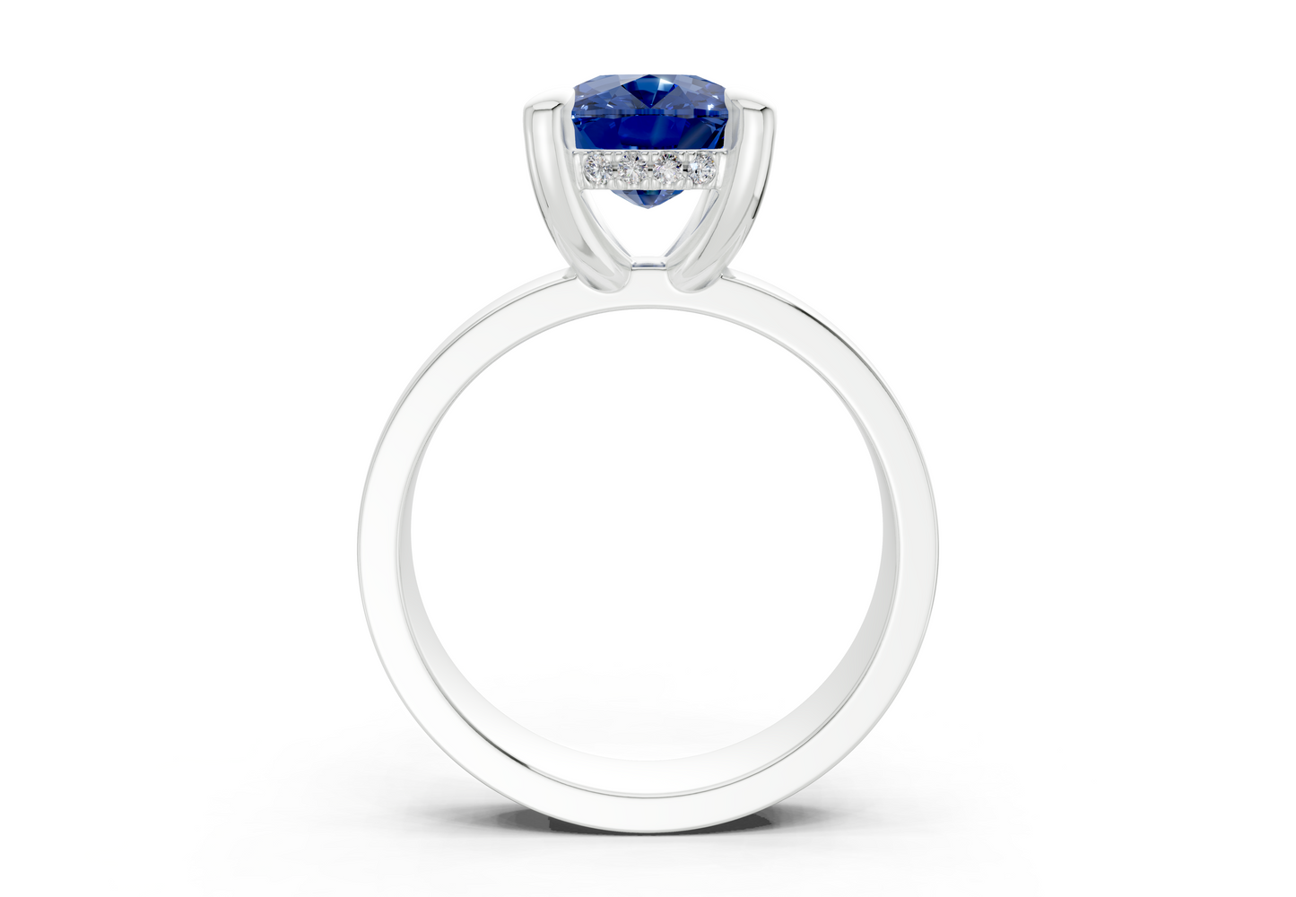 Echo Sapphire Gemstone Solitaire Elongated Cushion Cut 4mm Engagement Ring