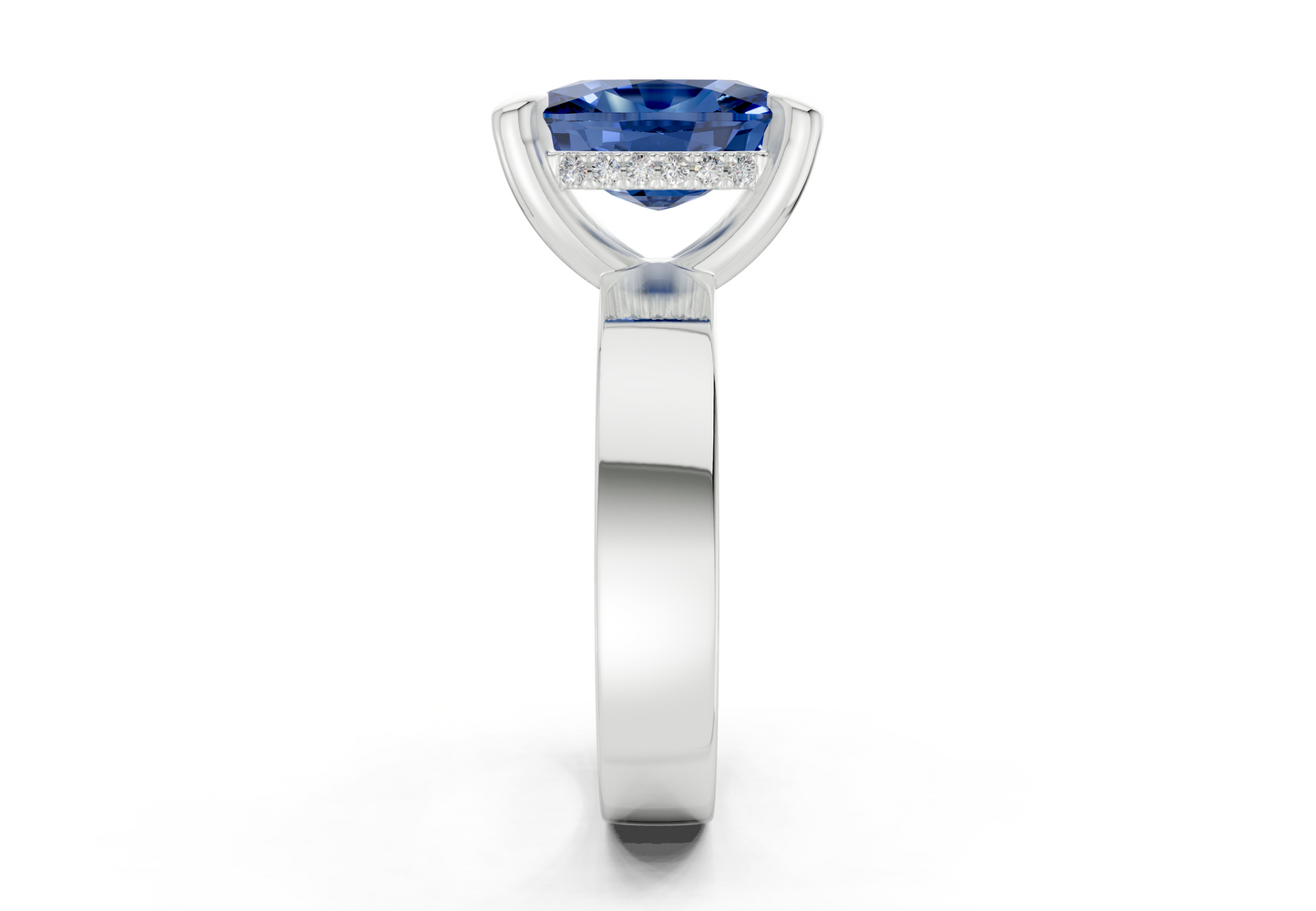 Echo Sapphire Gemstone Solitaire Elongated Cushion Cut 4mm Engagement Ring