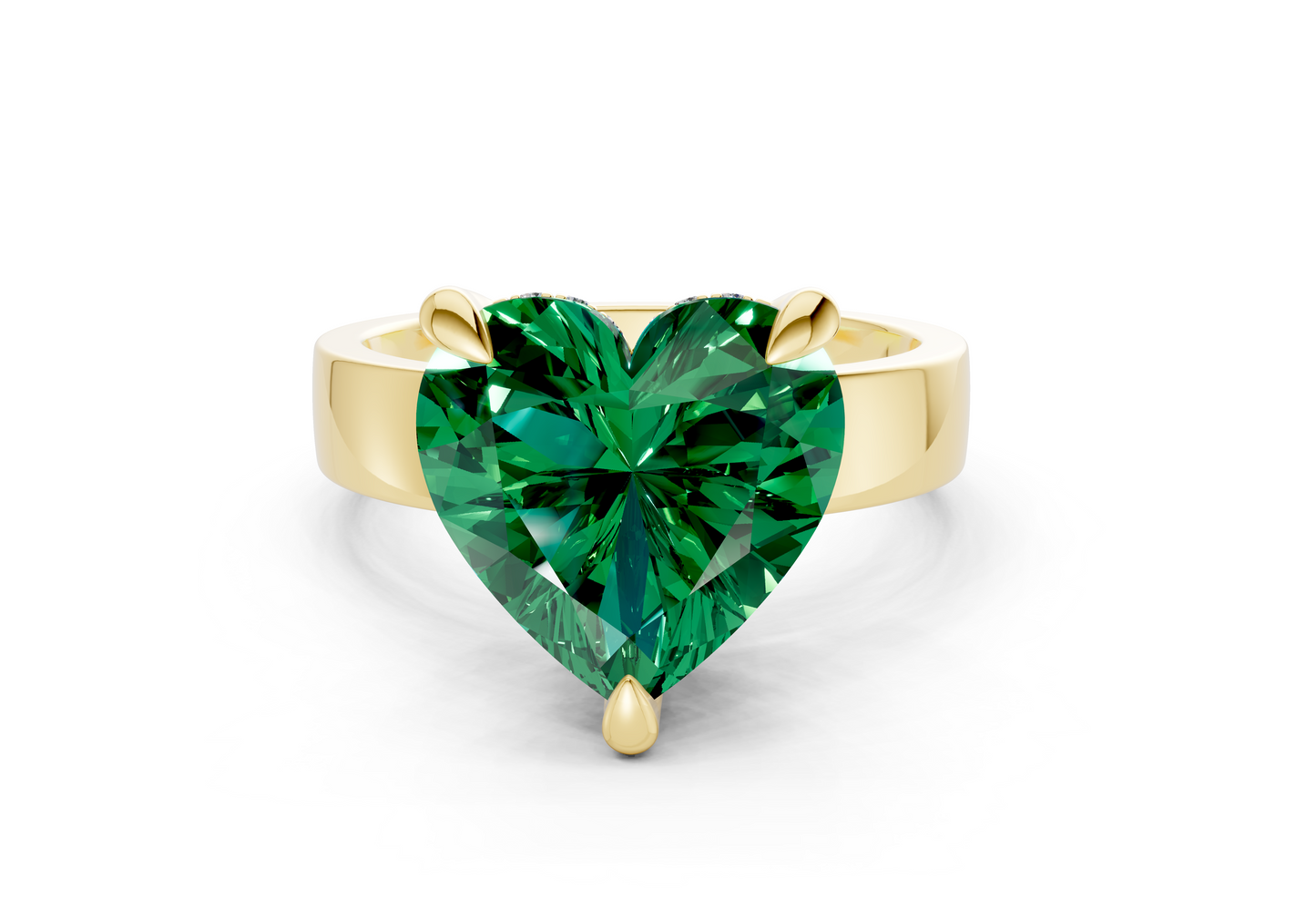 Echo Emerald Gemstone Solitaire Heart Cut 4mm Engagement Ring