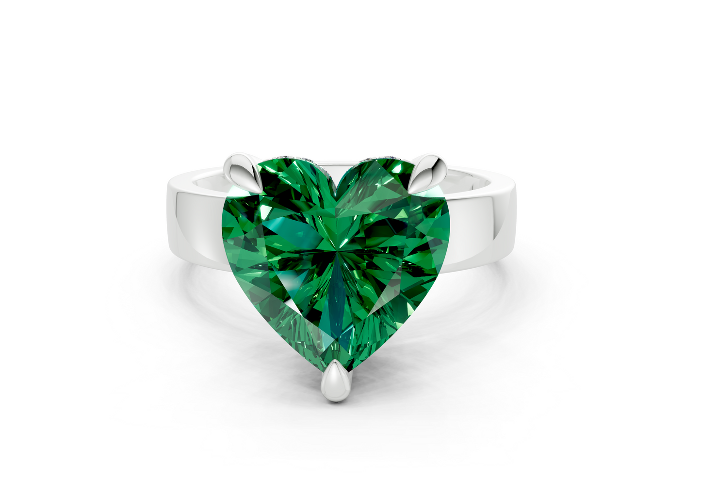 Echo Emerald Gemstone Solitaire Heart Cut 4mm Engagement Ring