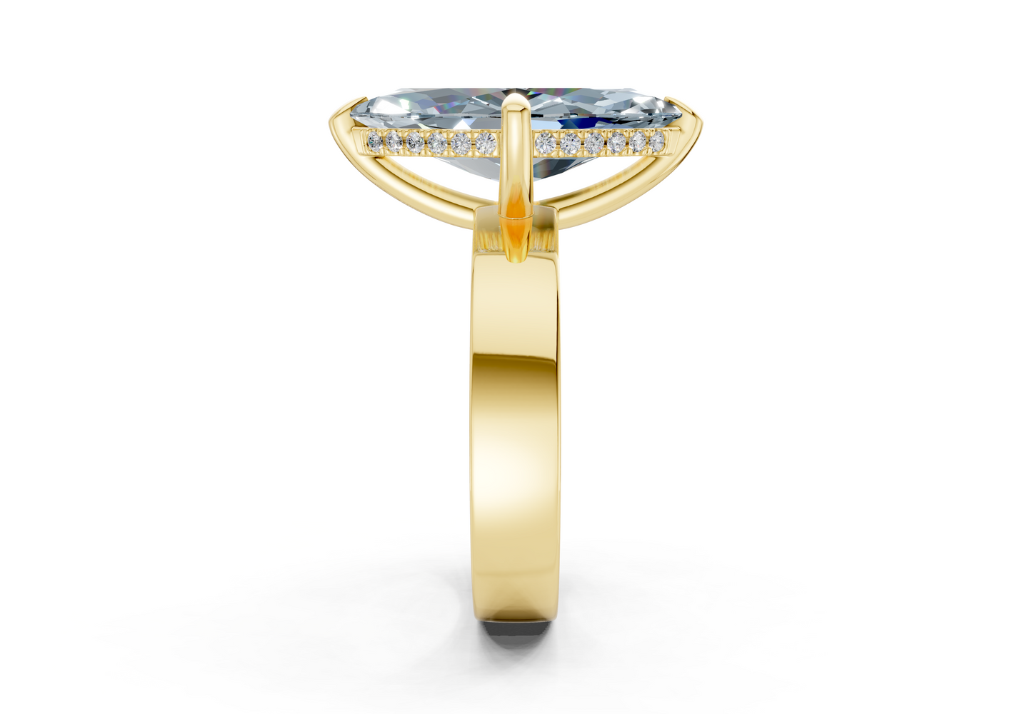 Echo Blue Diamond Solitaire Marquise Cut 4mm Engagement Ring