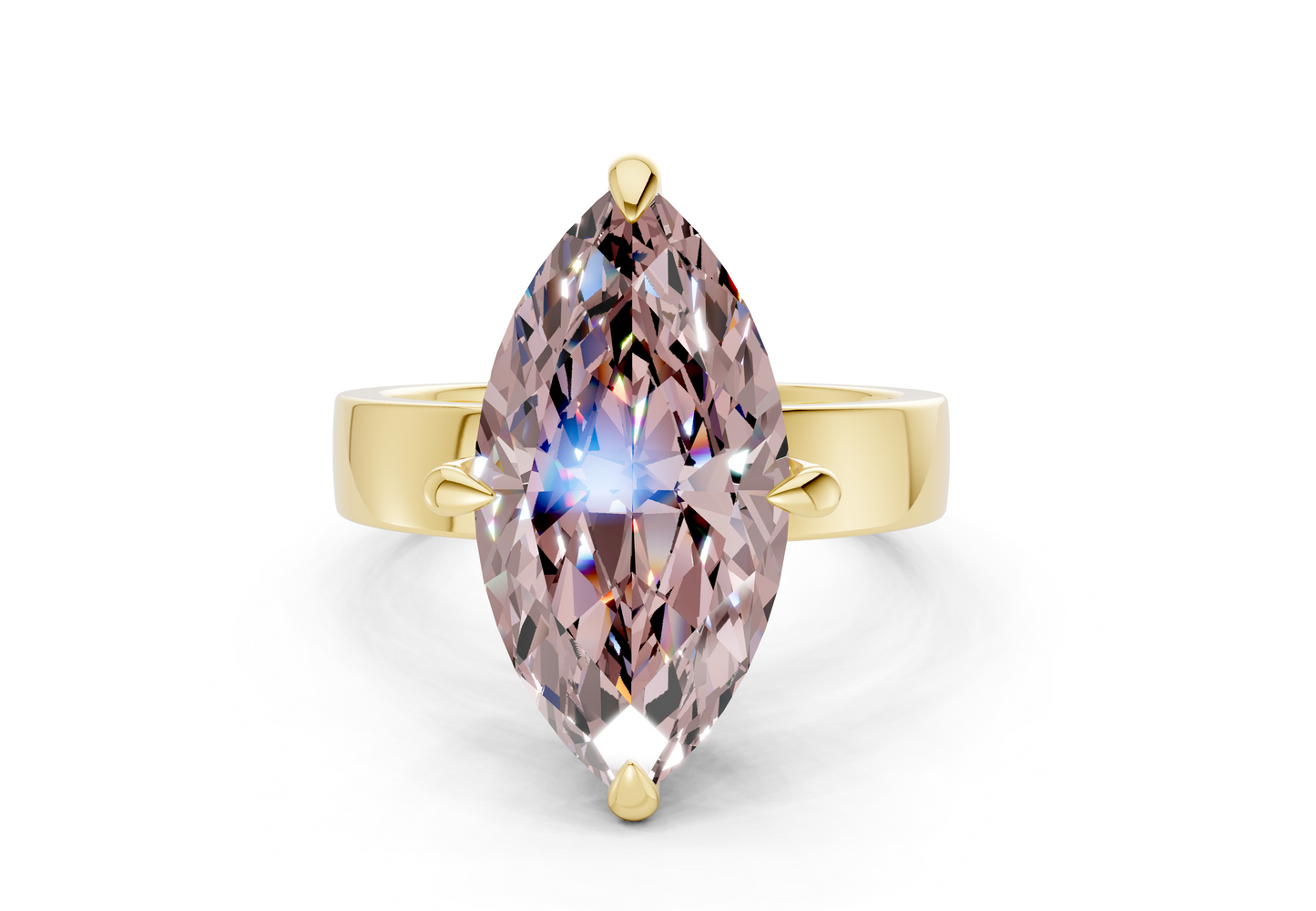 Echo Pink Diamond Solitaire Marquise Cut 4mm Engagement Ring