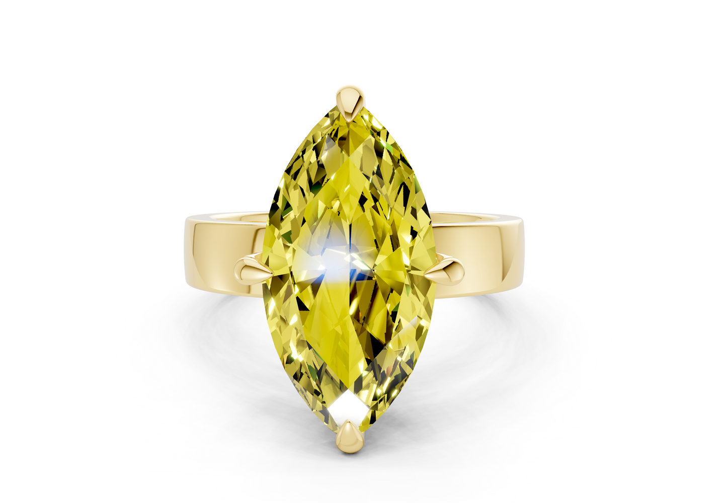 Echo Yellow Diamond Solitaire Marquise Cut 4mm Engagement Ring
