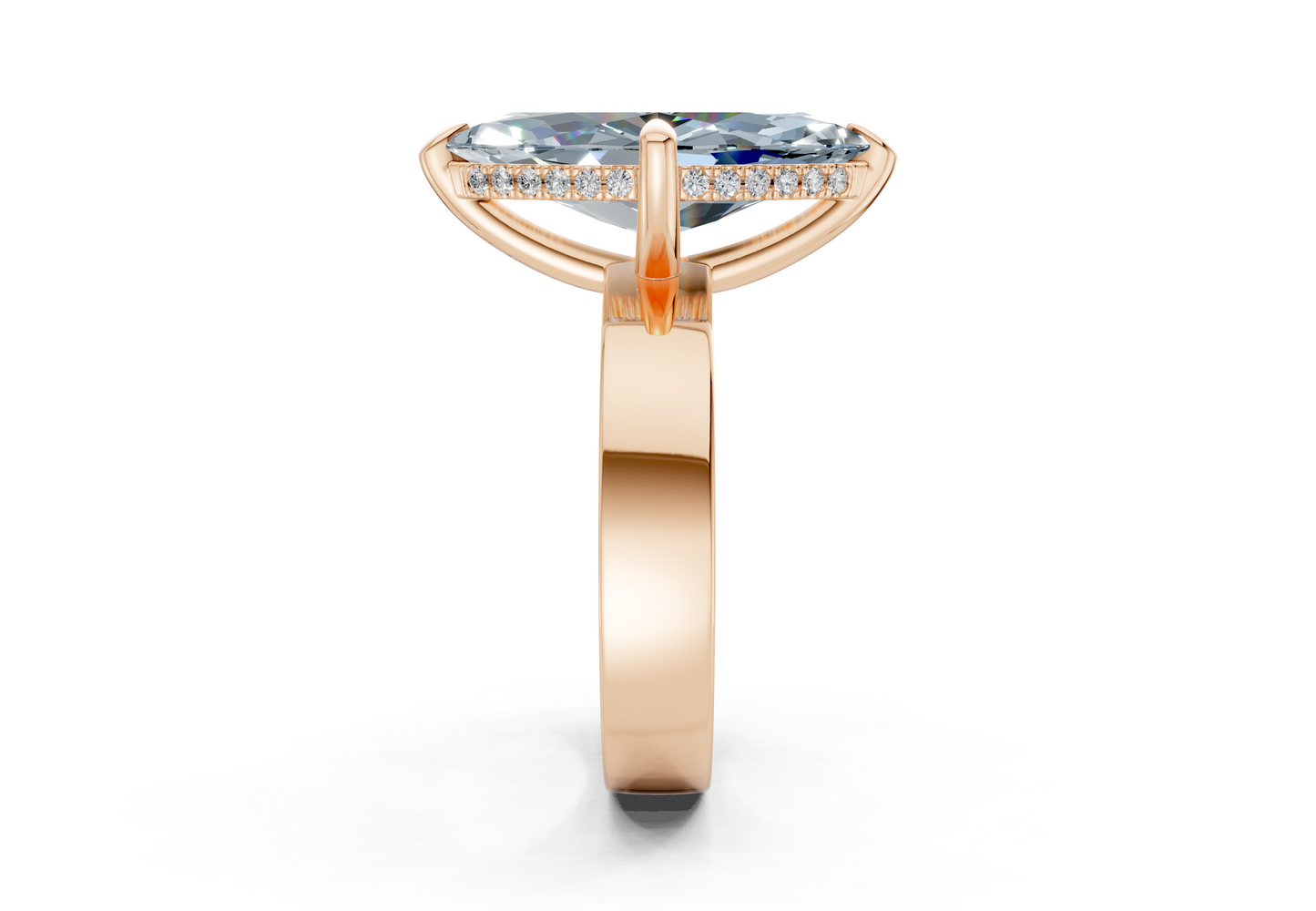 Echo Blue Diamond Solitaire Marquise Cut 4mm Engagement Ring