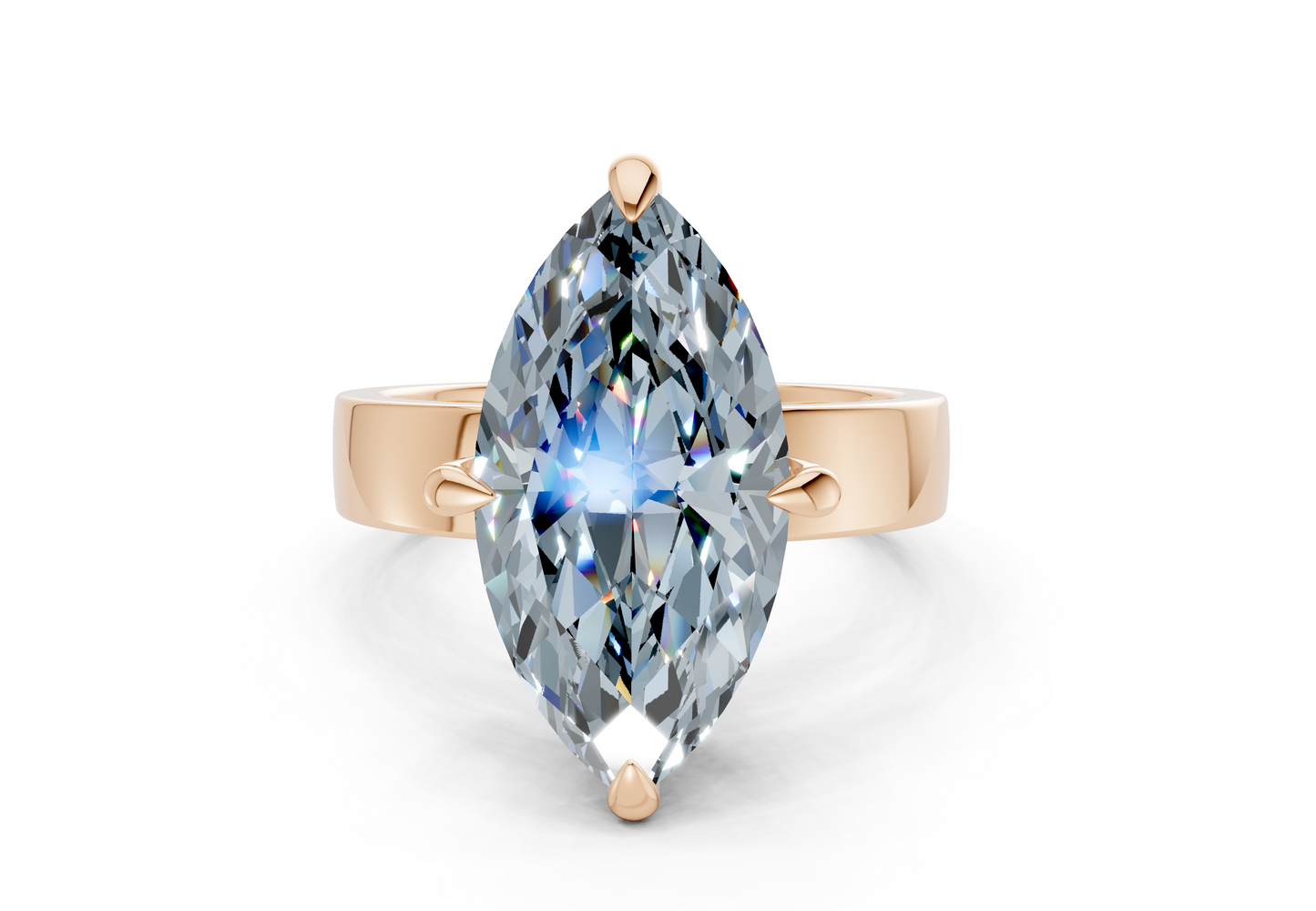 Echo Blue Diamond Solitaire Marquise Cut 4mm Engagement Ring