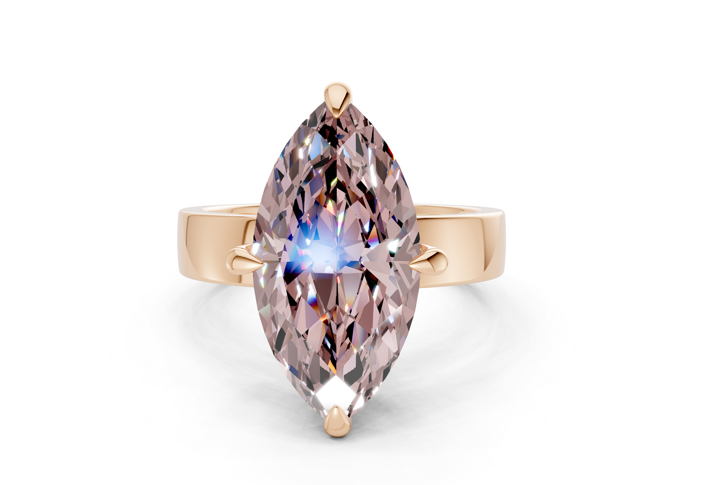 Echo Pink Diamond Solitaire Marquise Cut 4mm Engagement Ring