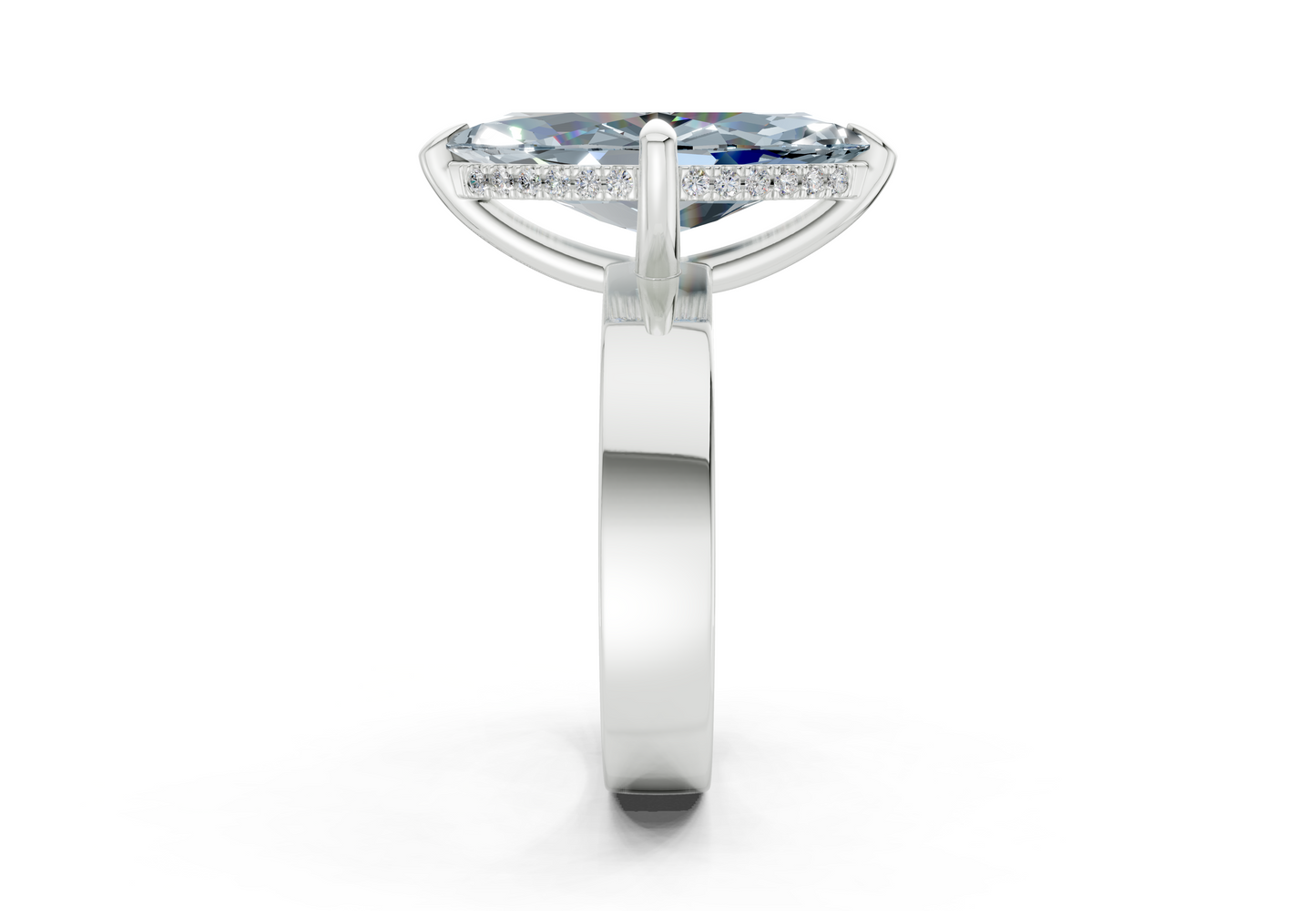Echo Blue Diamond Solitaire Marquise Cut 4mm Engagement Ring