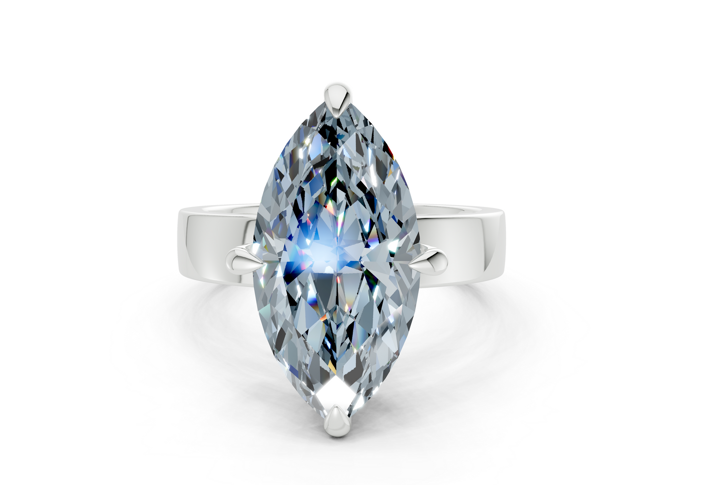 Echo Blue Diamond Solitaire Marquise Cut 4mm Engagement Ring