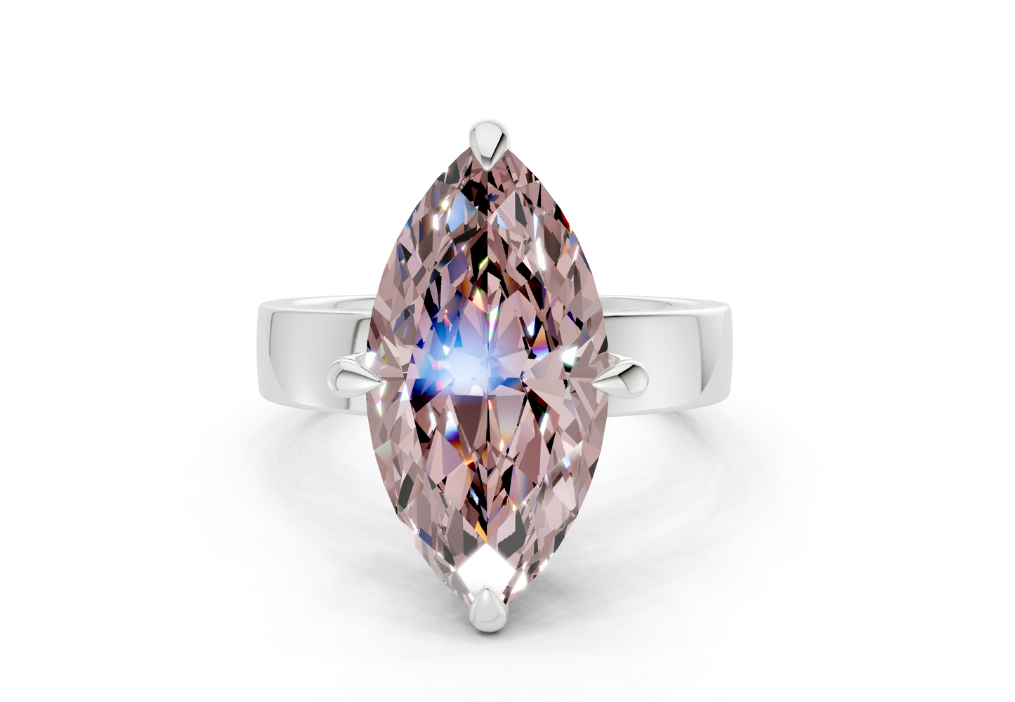 Echo Pink Diamond Solitaire Marquise Cut 4mm Engagement Ring
