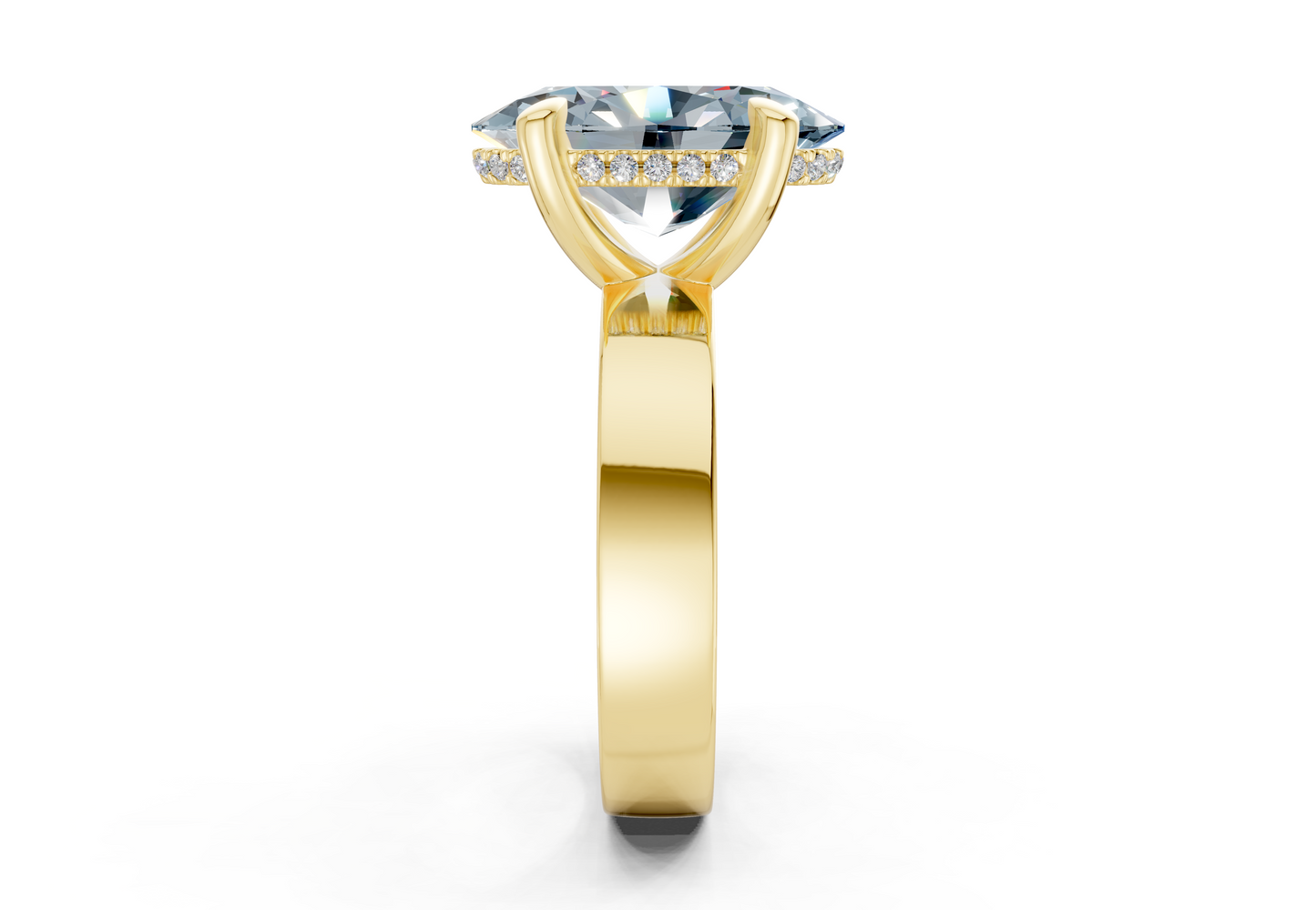 Echo Blue Diamond Solitaire Oval Cut 4mm Engagement Ring