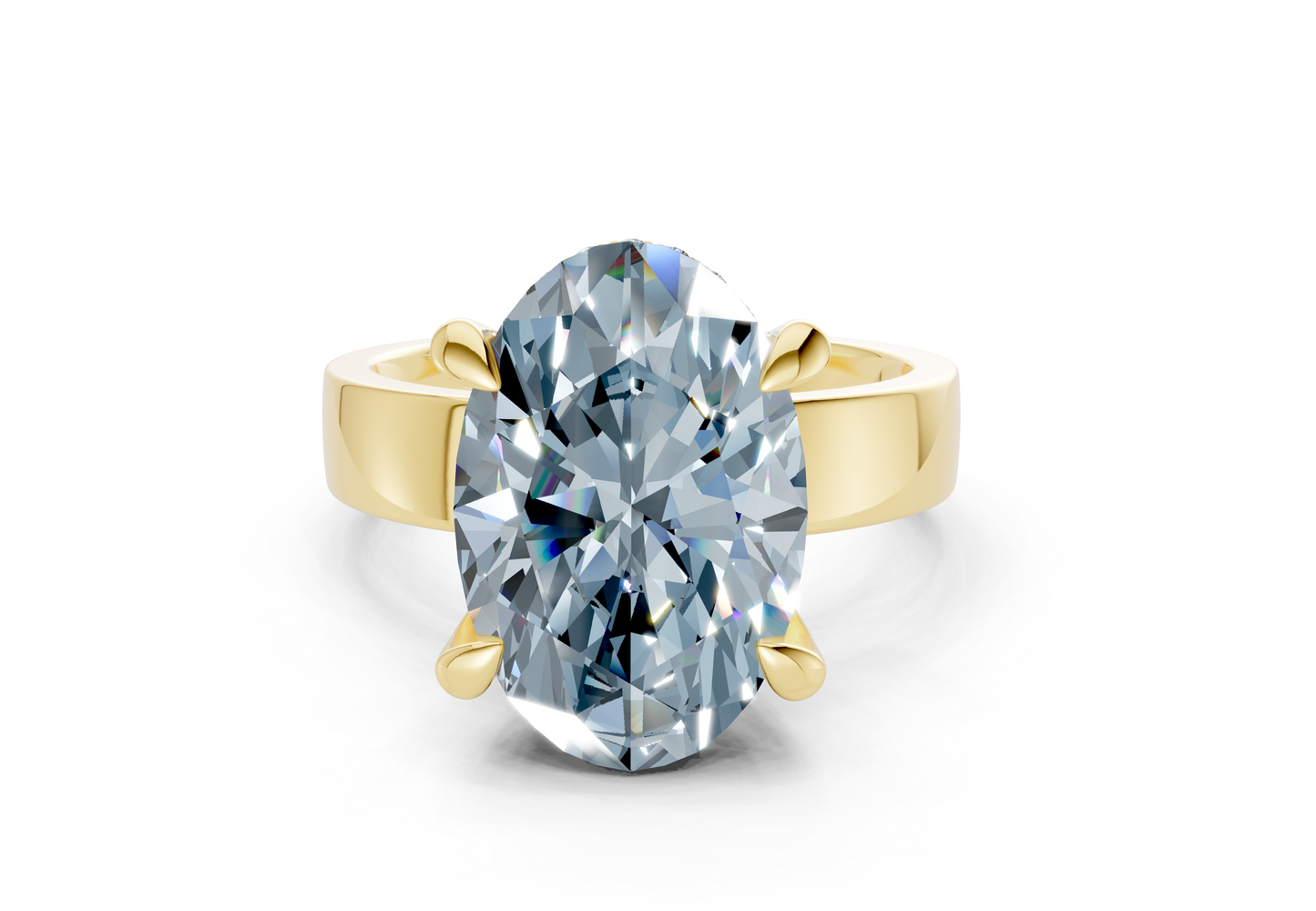 Echo Blue Diamond Solitaire Oval Cut 4mm Engagement Ring