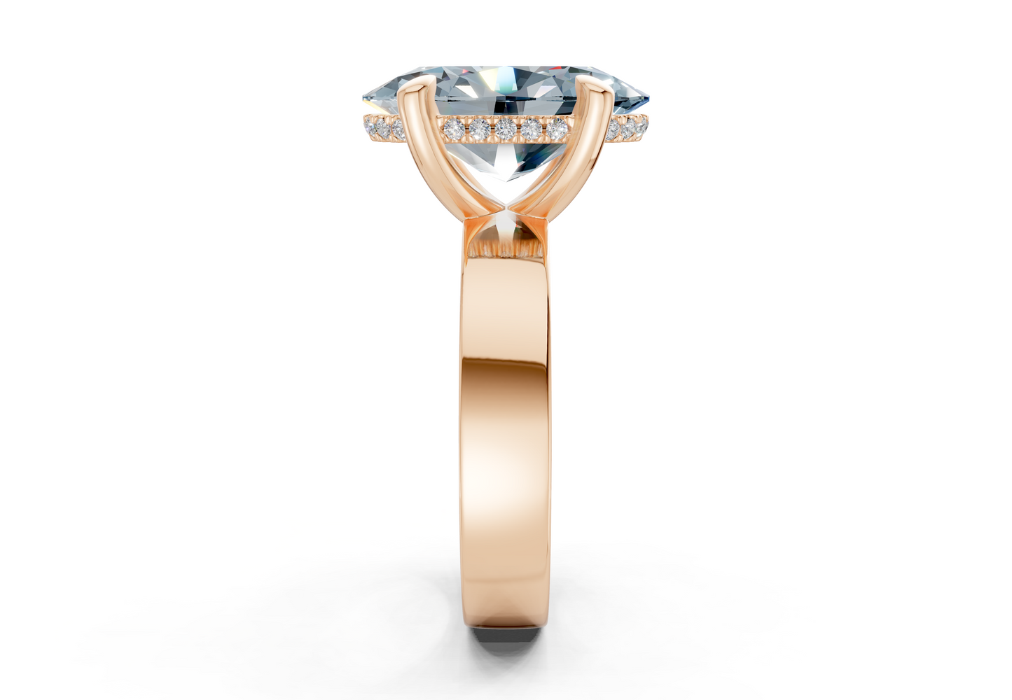 Echo Blue Diamond Solitaire Oval Cut 4mm Engagement Ring