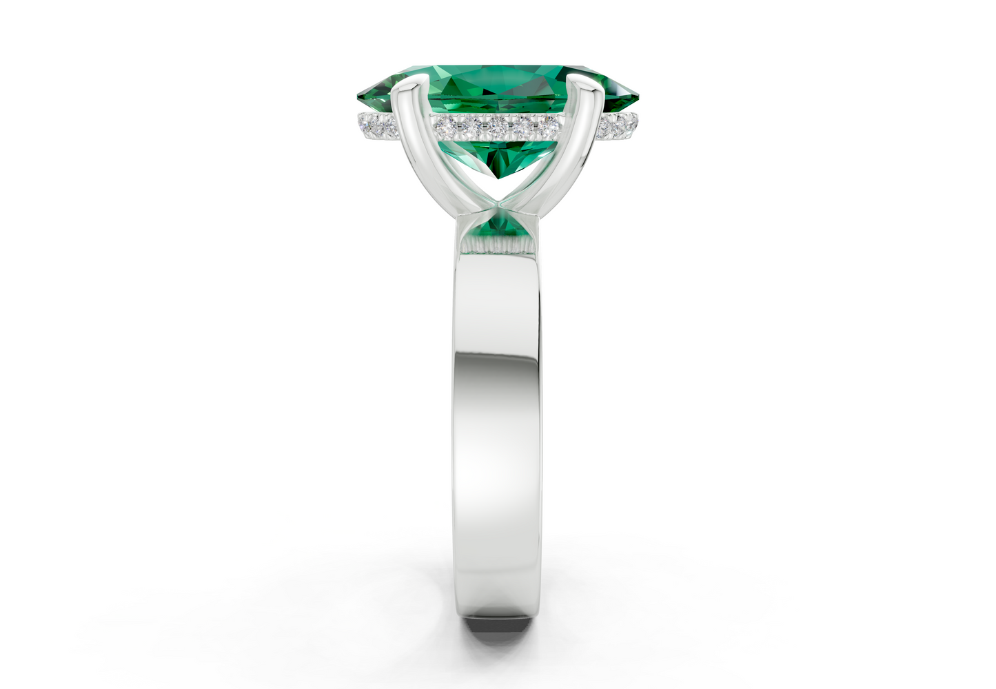 Echo Emerald Gemstone Solitaire Oval Cut 4mm Engagement Ring