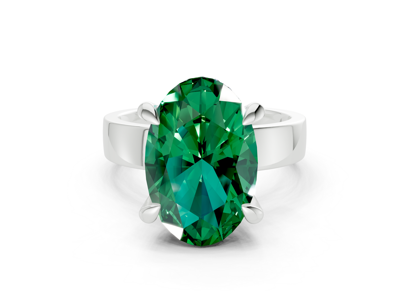 Echo Emerald Gemstone Solitaire Oval Cut 4mm Engagement Ring