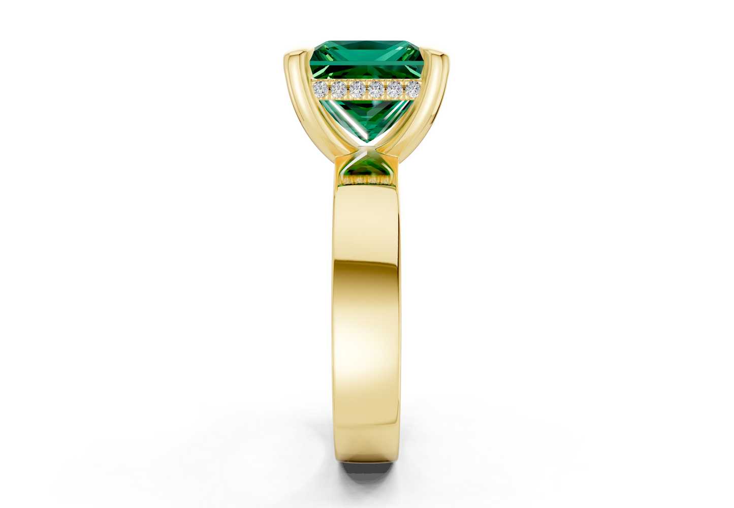 Echo Emerald Gemstone Solitaire Princess Cut 4mm Engagement Ring