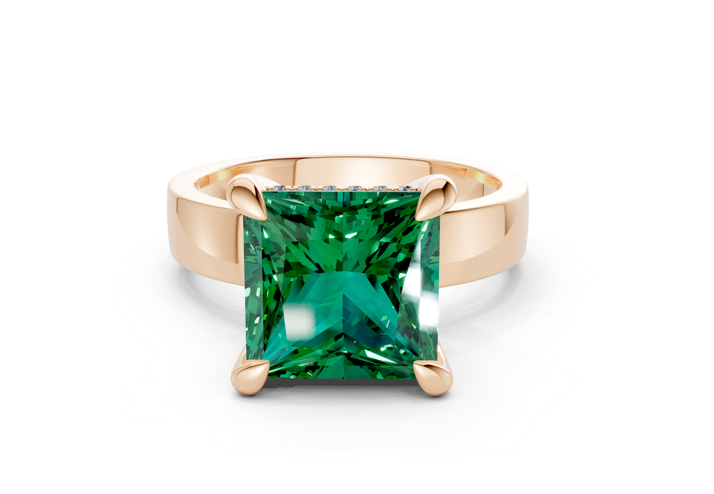 Echo Emerald Gemstone Solitaire Princess Cut 4mm Engagement Ring