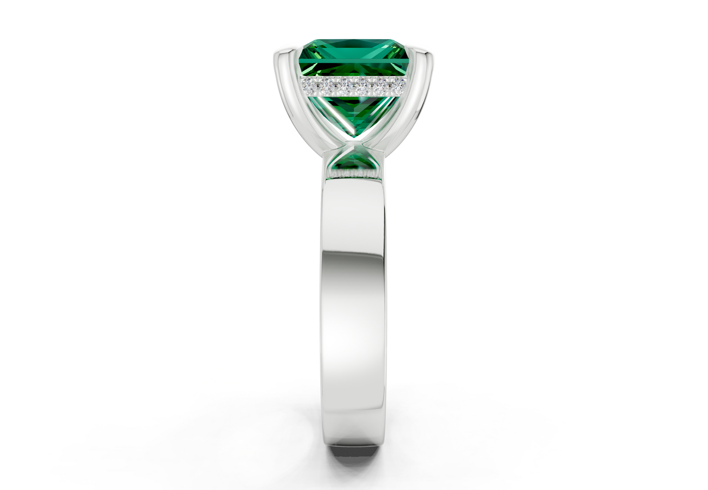 Echo Emerald Gemstone Solitaire Princess Cut 4mm Engagement Ring