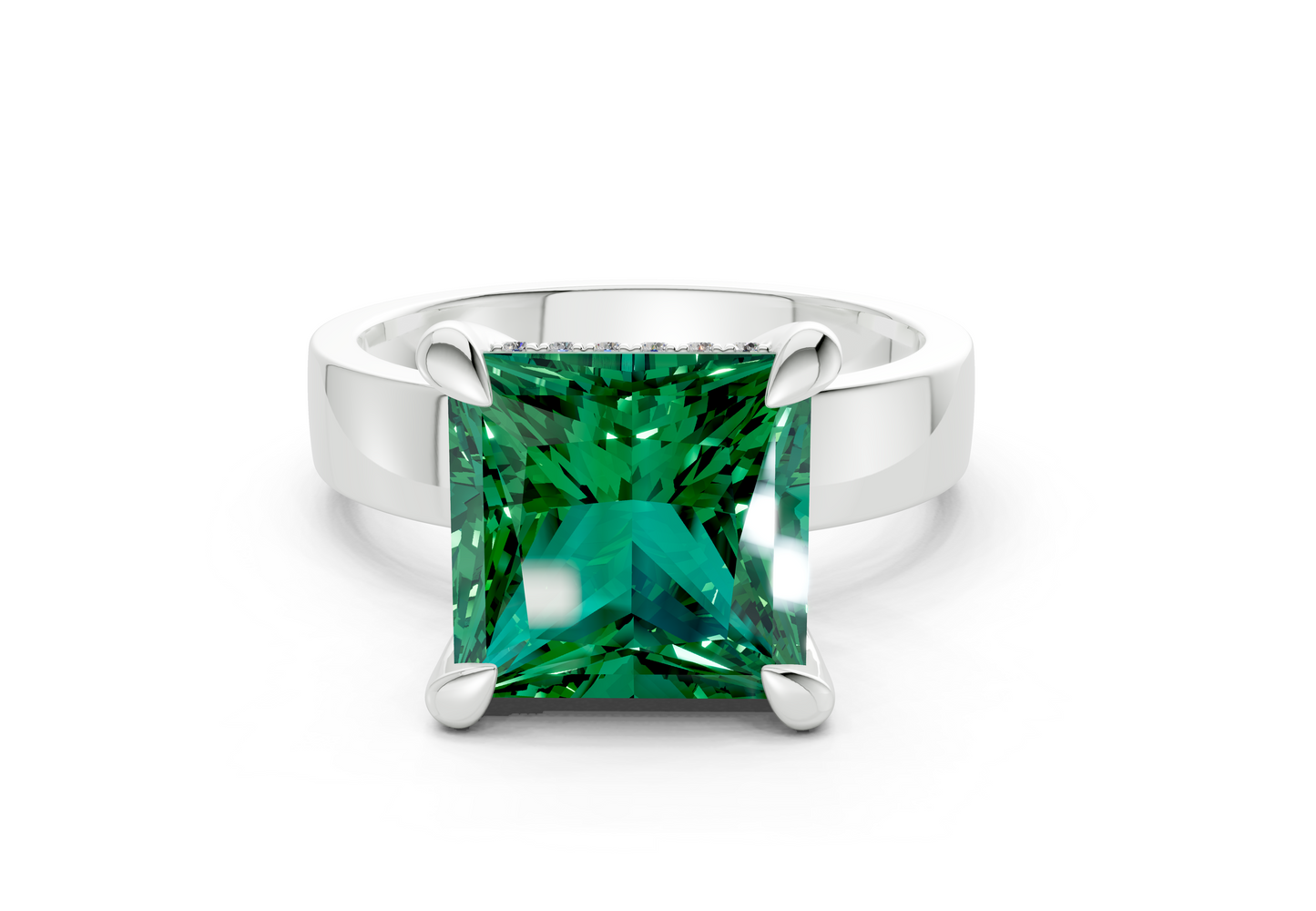 Echo Emerald Gemstone Solitaire Princess Cut 4mm Engagement Ring