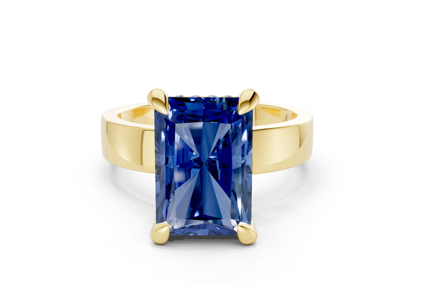 Echo Sapphire Gemstone Solitaire Radiant Cut 4mm Engagement Ring